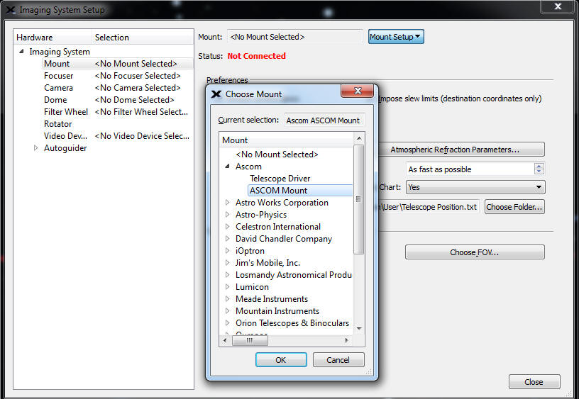 Connecting TheSkyX to Driver